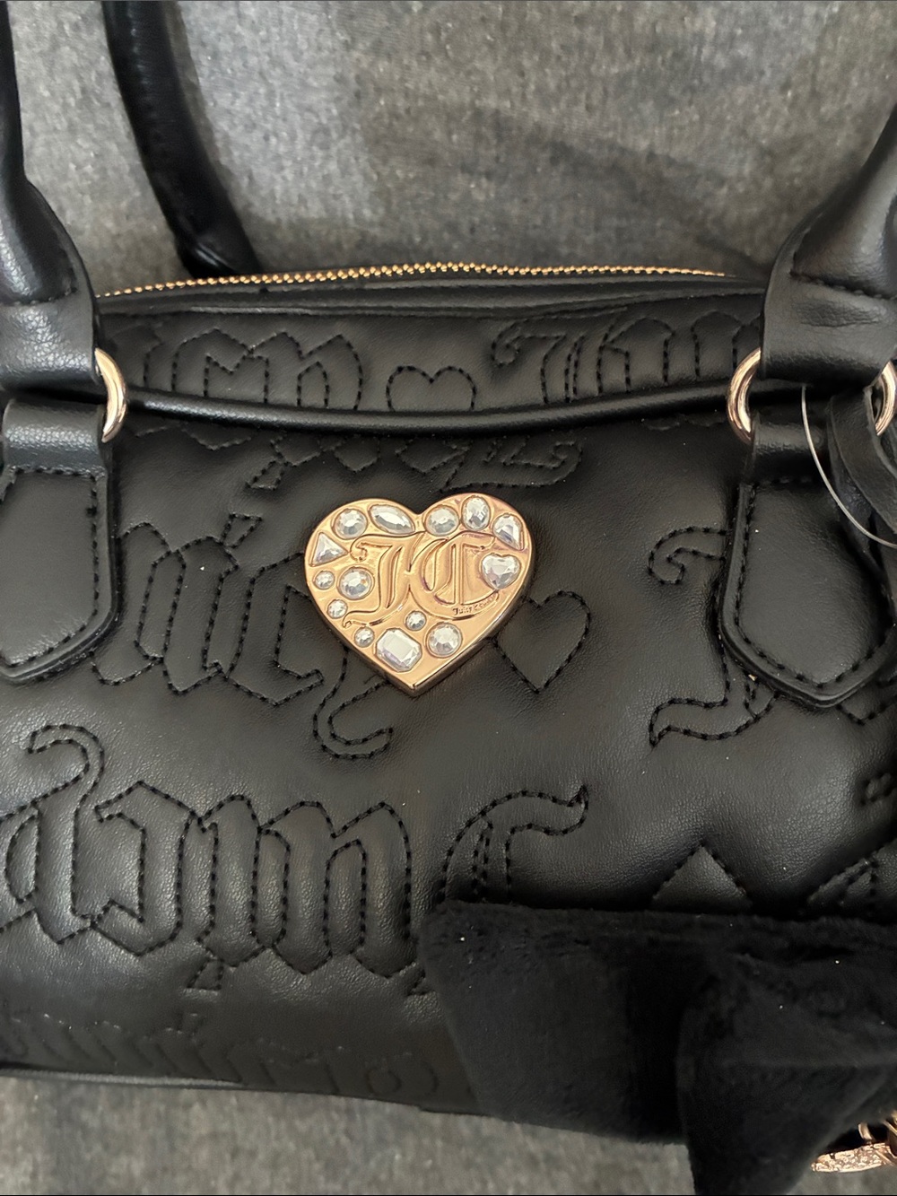 Juicy Couture Black Embossed Bow-Accent Shoulder Bag - Picture 4 of 6